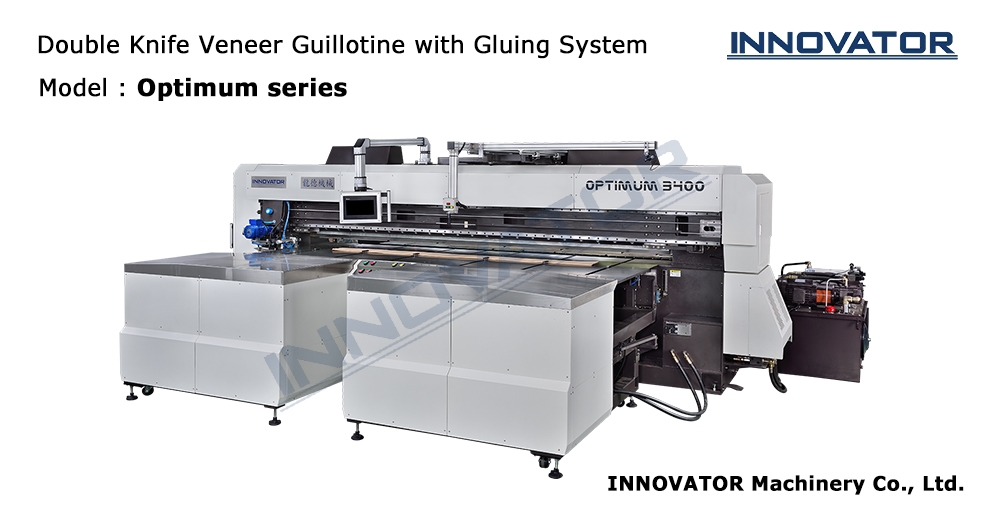 Double Knife Veneer Guillotine with Gluing System